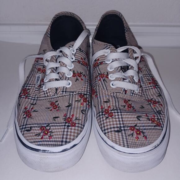VANS Glen Plaid Floral Authentic Sneakers Size M8.5 W10 - Picture 2 of 6